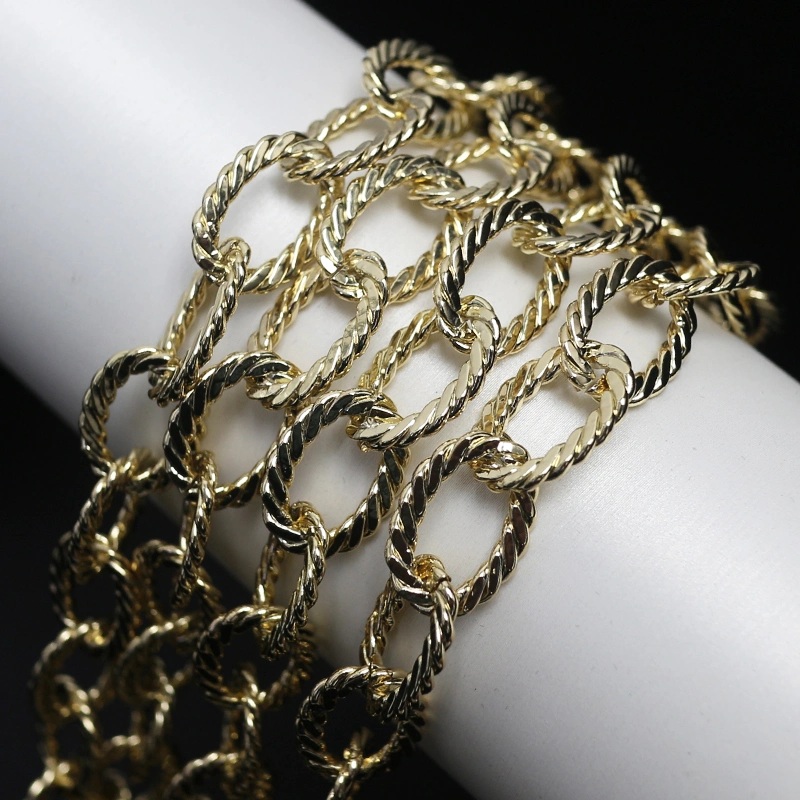 High quality/High cost performance  Gold Color Solid Brass Fashion Handbag Chain Metal Twisted Chain Handle T662