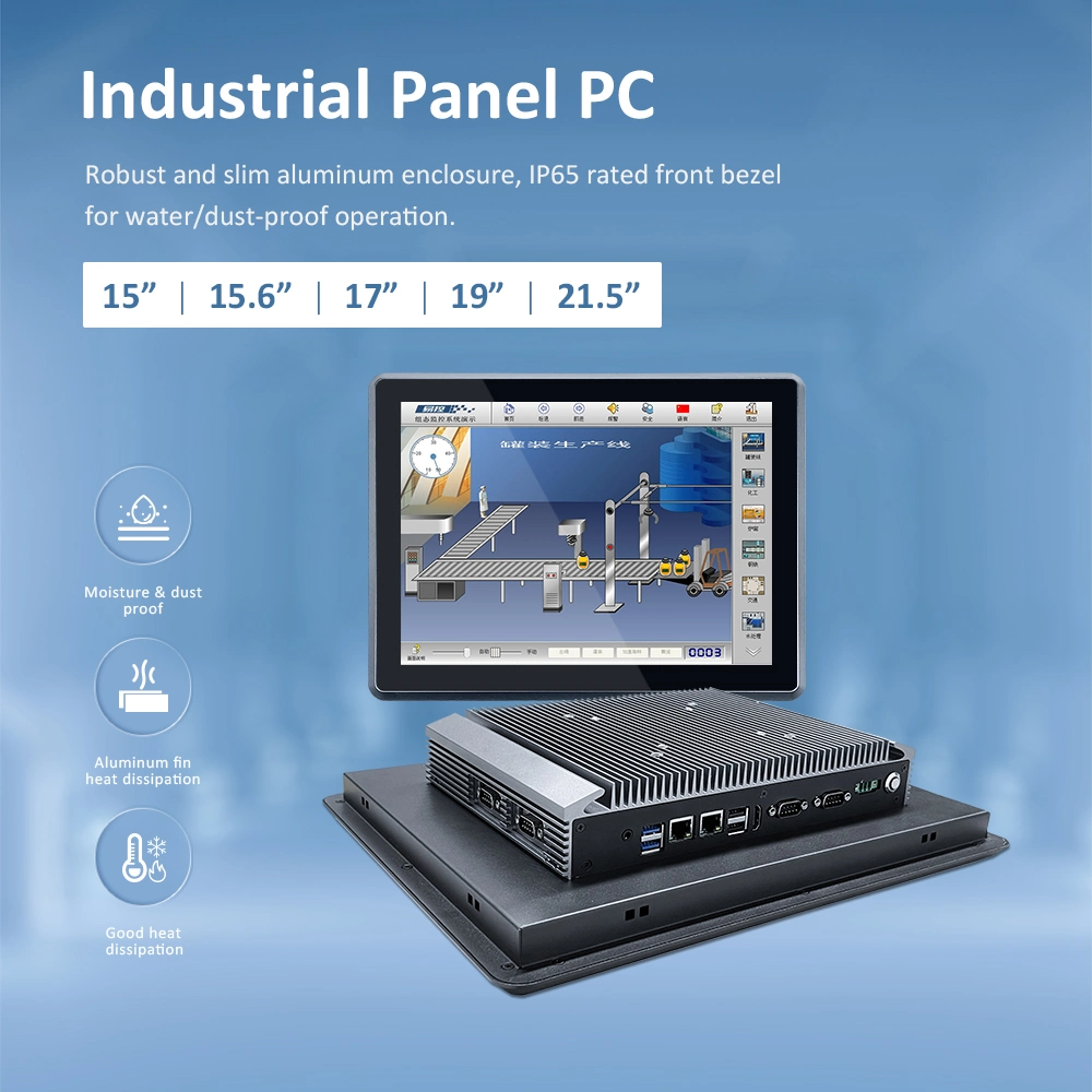 15 15.6 17 19 21.5 Inch Windows 10 11 All-in-One Fanless Panel PC Embedded Industrial Touchscreen Computer