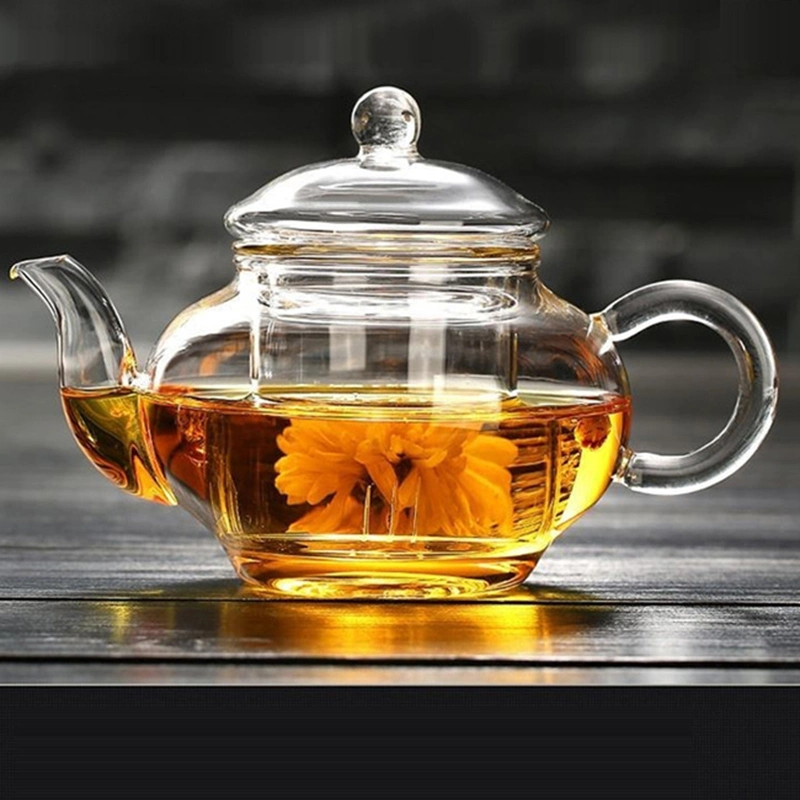Wholesale/Supplier resistentes al calor de soplado de vidrio transparente de juego de té tetera con Infuser Luxe y caliente