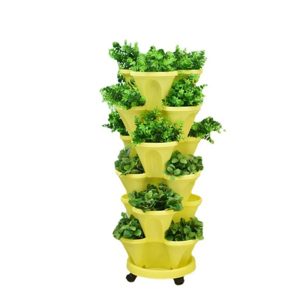 Flor Pot plástico empilhável vertical tridimensional Pot Garden combinação inicial Plantação de legumes Box Wyz20025