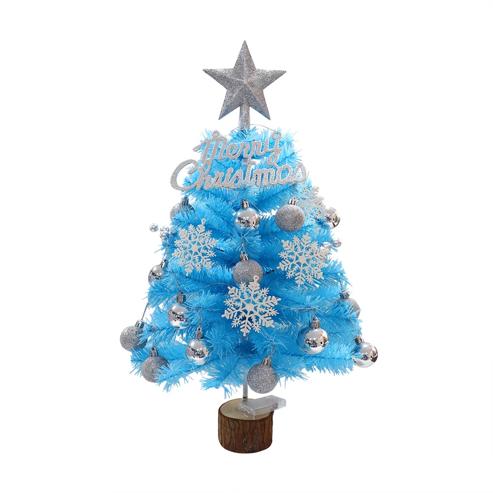 Regalo de Navidad Ornament Blue Escritorio Mini árbol de Navidad conjunto