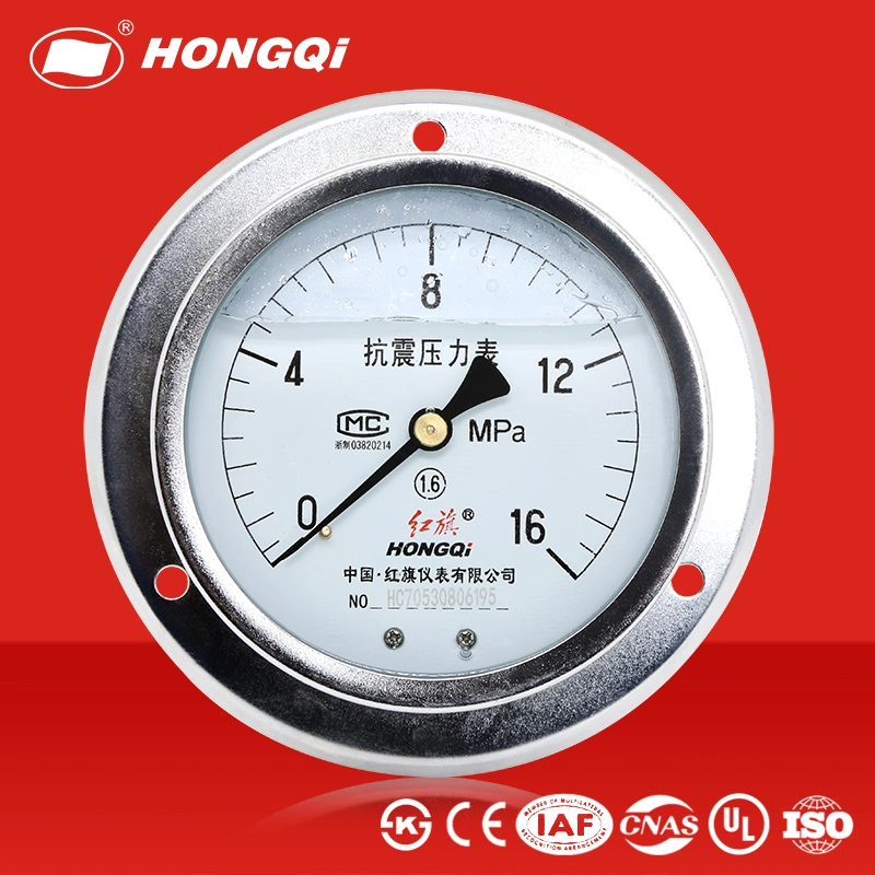 100mm Liquid Filled Gas Pressure Gauge Manometer Stainless Steel Case Back Mount Pressure Meter with Flange