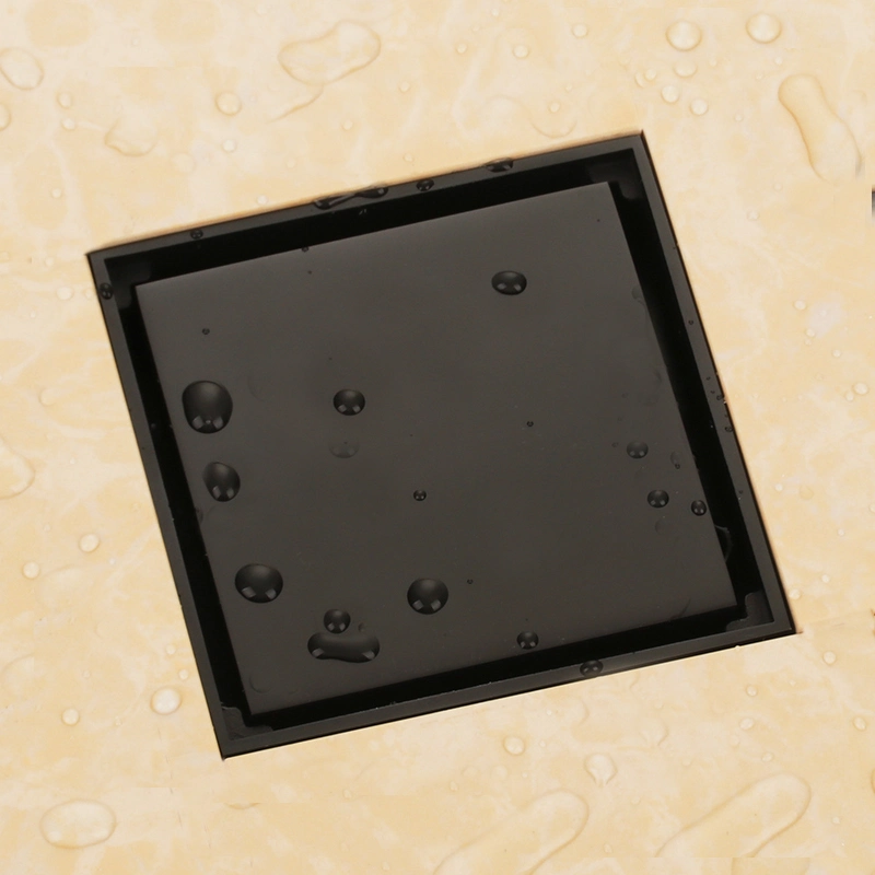 Modern Pure Matte Black SUS 304 Invisible Shower Floor Drain Tile Insert Square Drains