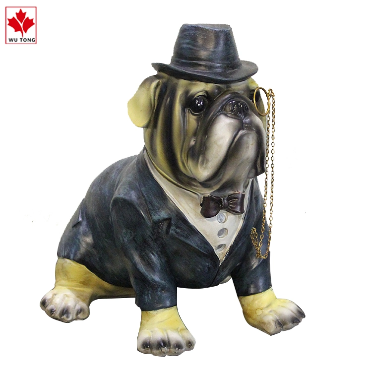 Cavalheiro Retro Dog Artesanato Resina figuras de animais adequados