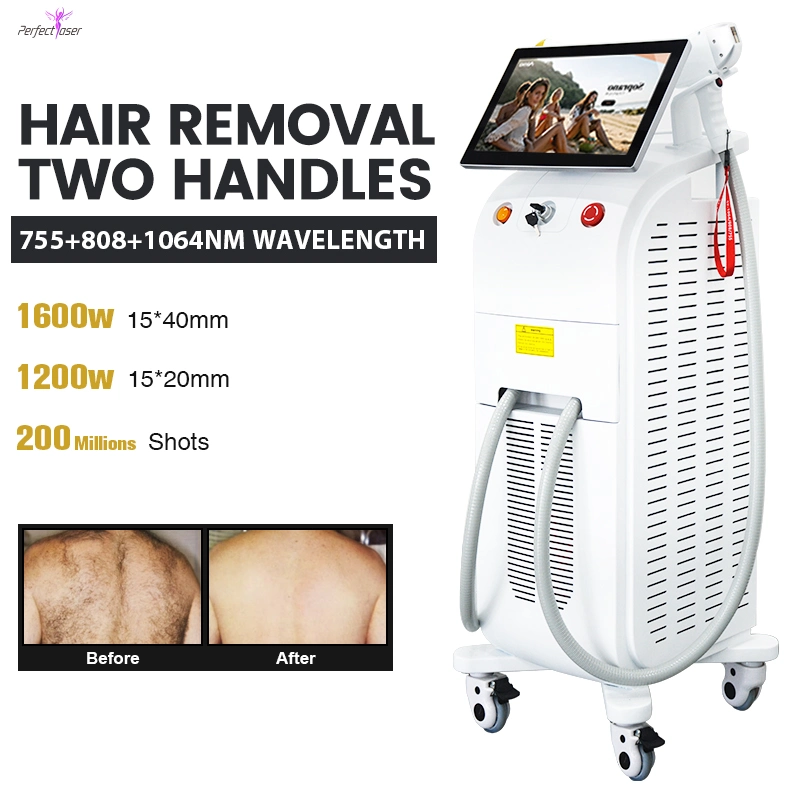 2 Griffe Laser-Haarentfernung schmerzlos 3 Wellenlänge 3500W 808nm Diodenlaser 3 Wave 755nm 808nm 1064nm Diodenlaser Haar Entfernung Beauty Equipment Maschine