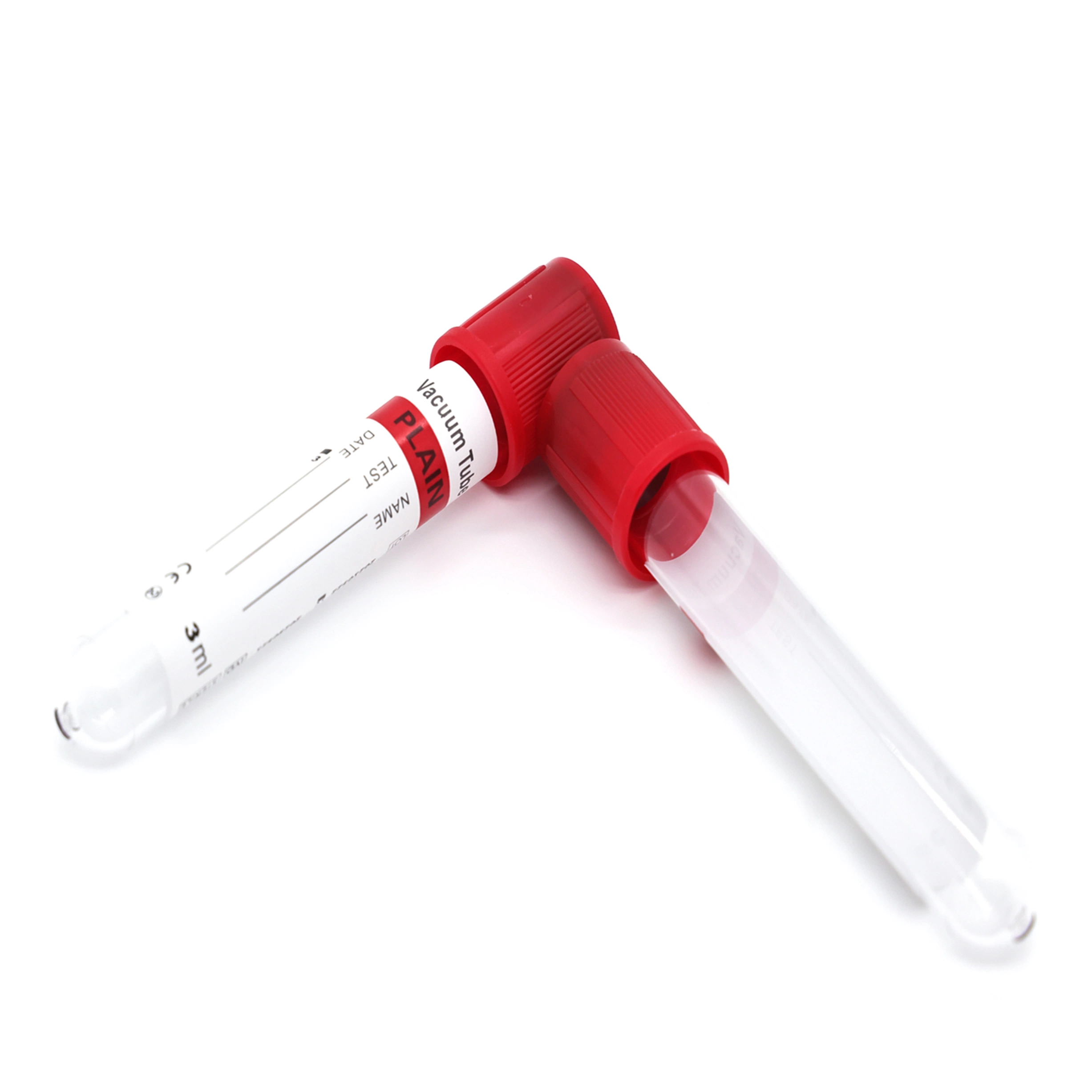 Vacuum Blood Collection Plain Tube CE Approved Pet Evacuated Plain No Additive Red Vacuum Blood Collection Tube for Medical