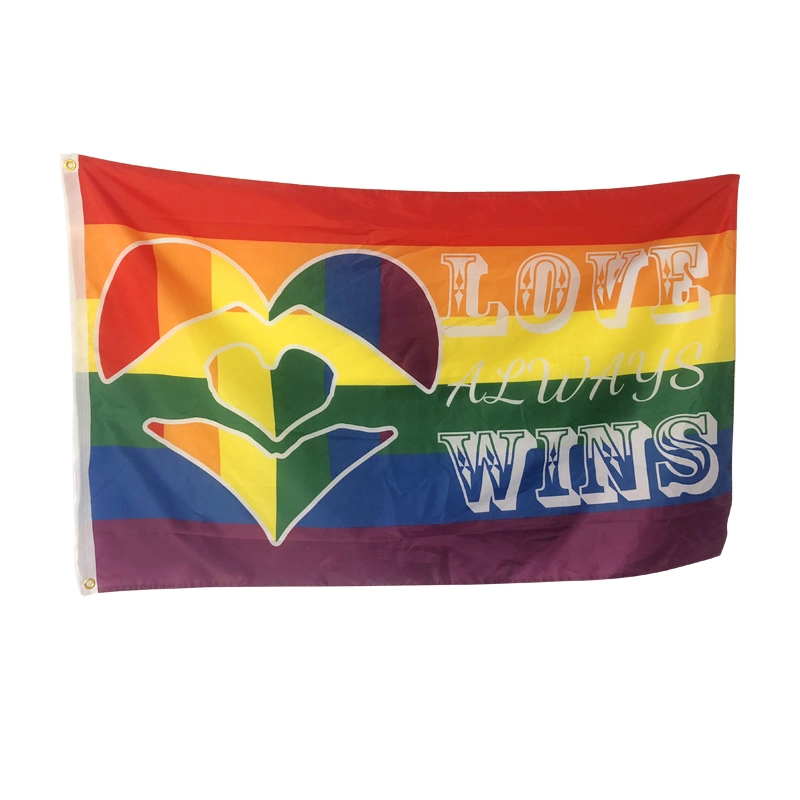 Drapeau arc-en-ciel LGBT lesbien gay de grande taille en polyester 3X5FT en gros