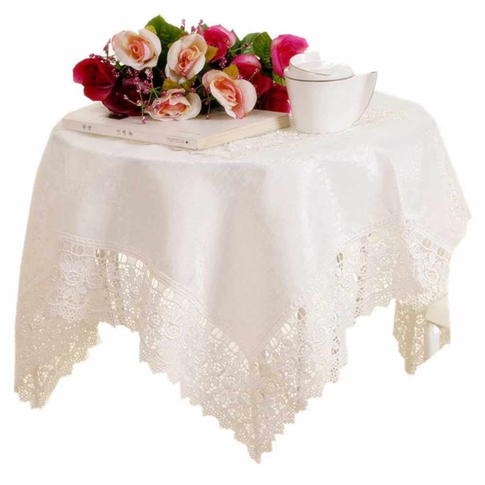Satin White Cover Table Wedding Decorative Tablecloth