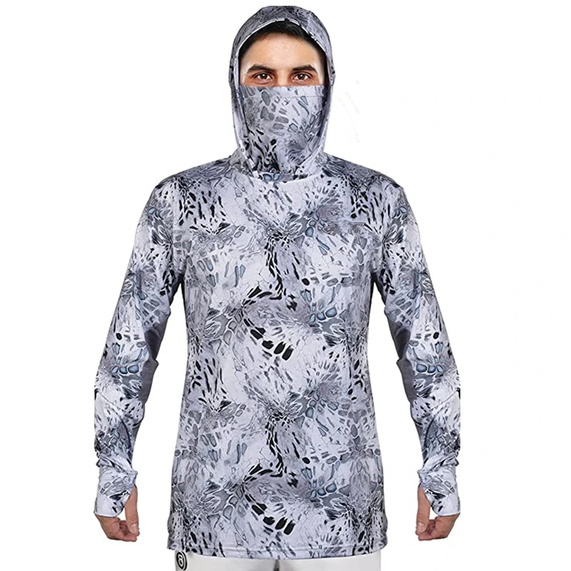 Design Pesca desgaste Inverno Windproof proteção UV personalizada para homens Pesca Camisola de pesca de manga comprida com capuz Jersey