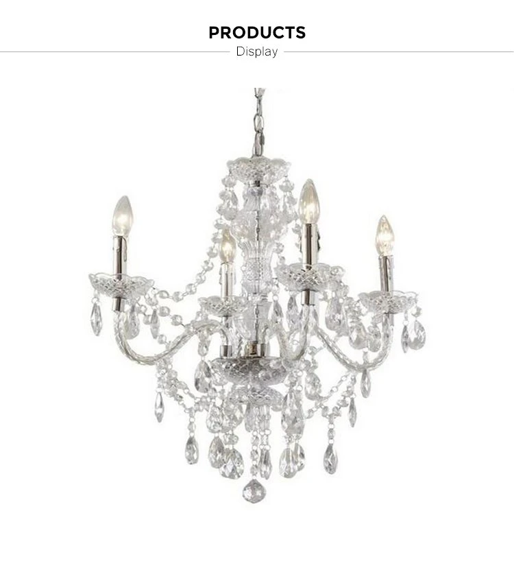 Classic Clear Crystal Candle Pendant Ceiling Chandelier 4 Lights for Elegant Decoration