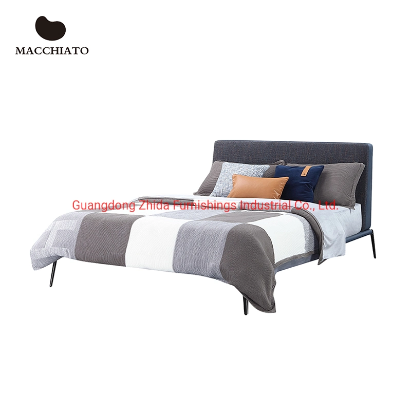 Startseite Schlafzimmer Möbel modernes Design Stoff High-End-Bett mit Edelstahlsockel