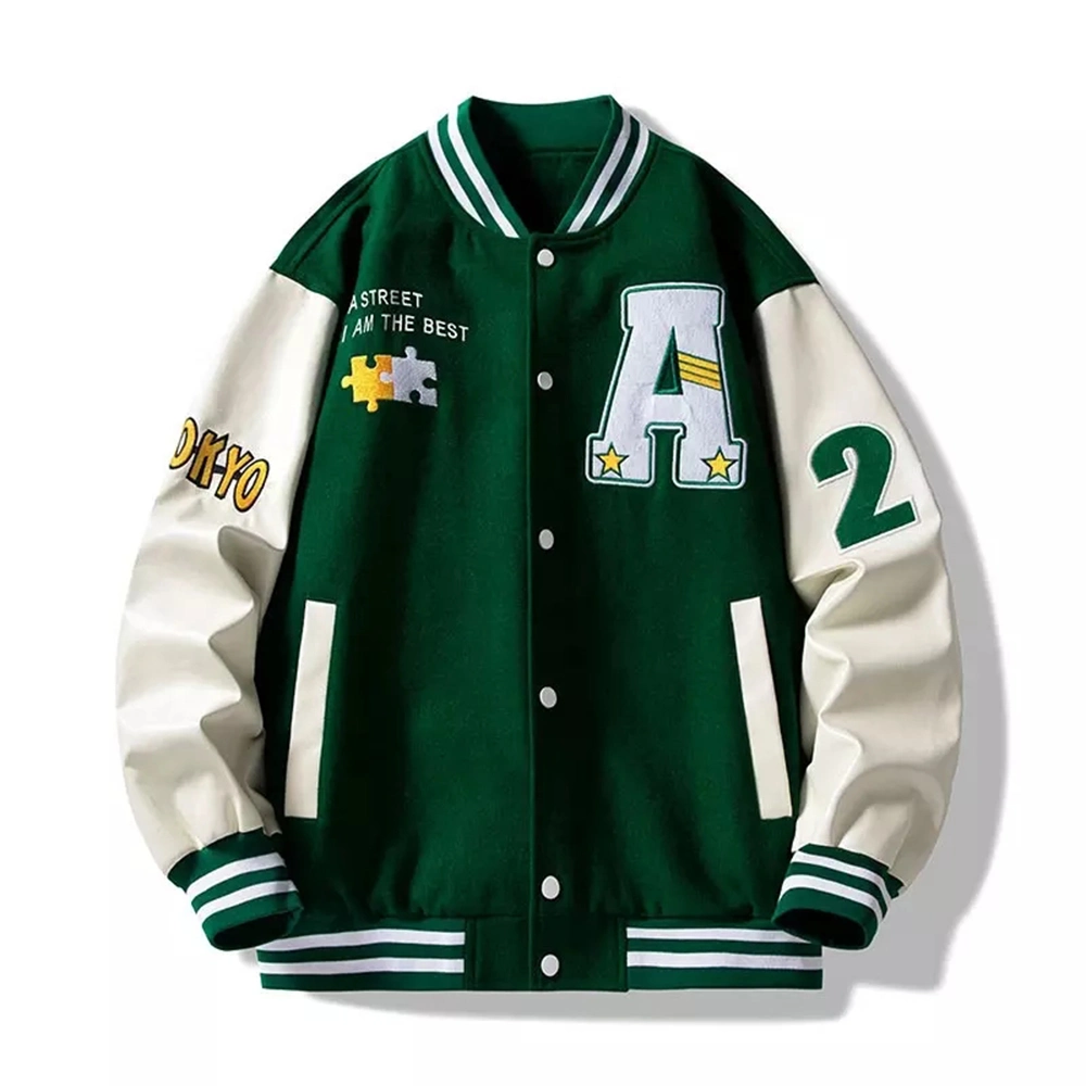 Exterior personalizado Hombres Mujeres niños chaquetas de algodón de la moda invierno parche bordado por Puffer Bombardero Streetwear Letterman Chaqueta Varsity escuela Escuela de béisbol