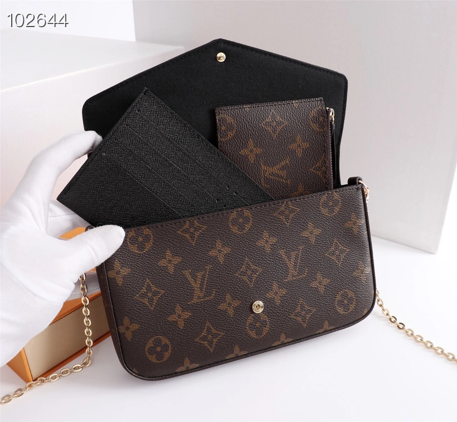 Fashion Leather Small Crossbody Chain Purse 3 Pieces Set Bag Shoulder Handbags