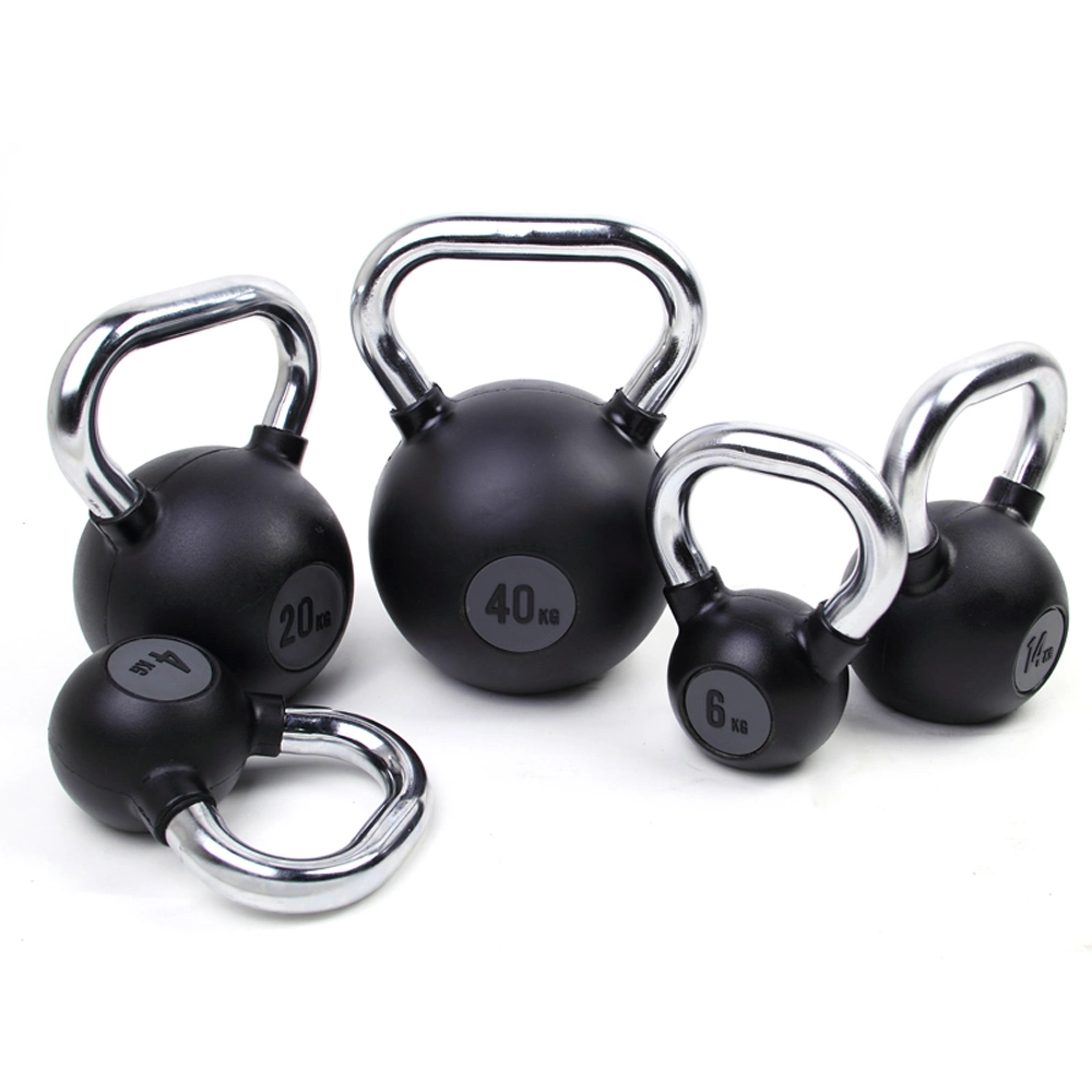 Hot Sale Gym Rubber Custom Logo Black Rubber Steel Kettlebell