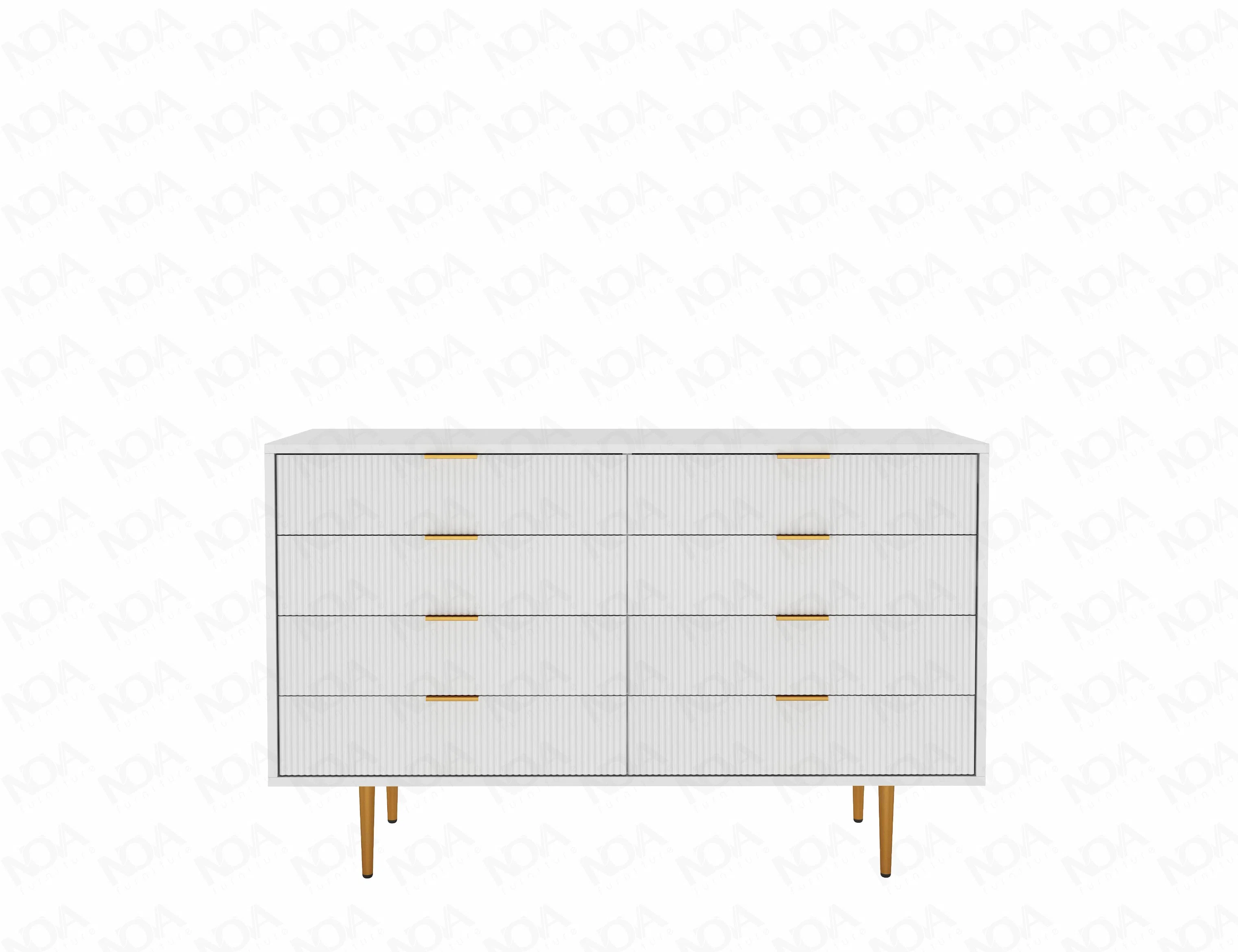 Nova White Modern Bedroom 8 Drawers Dresser Solid Wood Living Room Sideboard Storage Chest