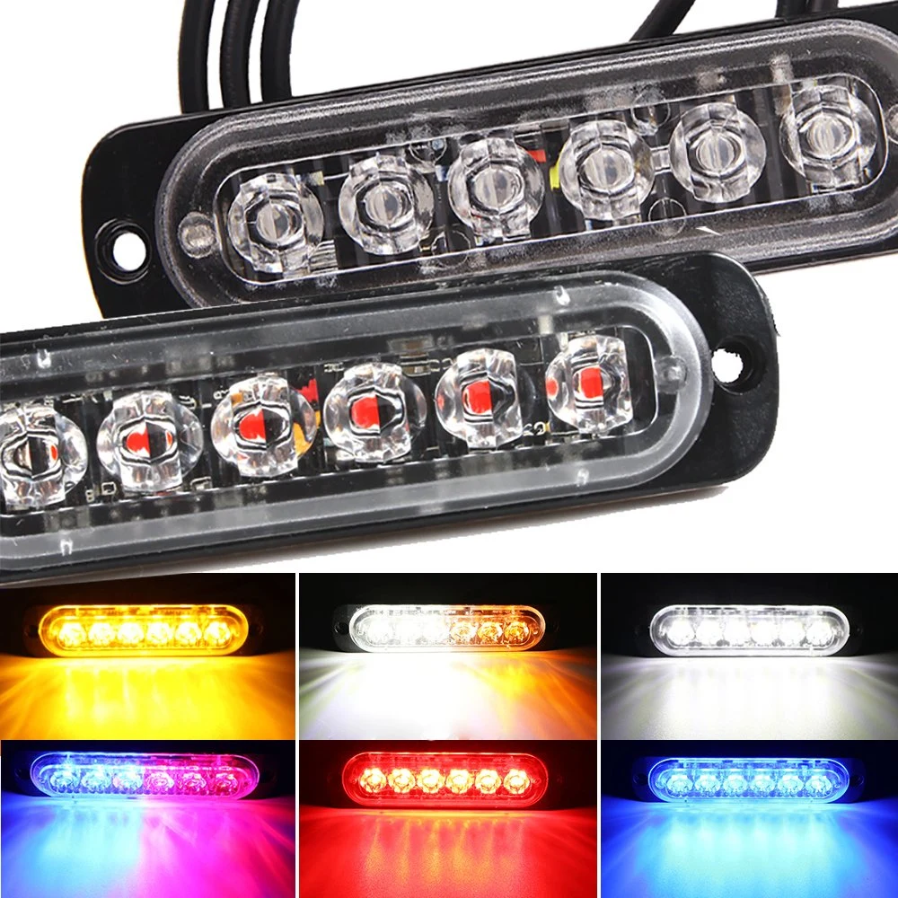 12V 24V 6LED Luz intermitente automática impermeable Luz indicadora LED de coche Luz de advertencia luces intermitentes luces de emergencia del vehículo