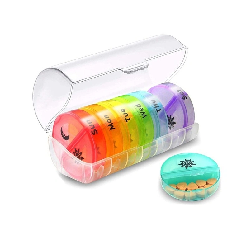 Tablet Medicine Box Clear Circular Pharmacy Round Home 7 Day Weekly Daily Smart Medicine Storage Organizer Bottle Pill Dispenser Box for Elderly