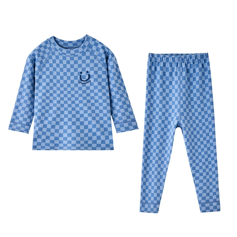 Herbst Winter Familie Warme Unterwäsche Mode Checkerboard Pyjama Set