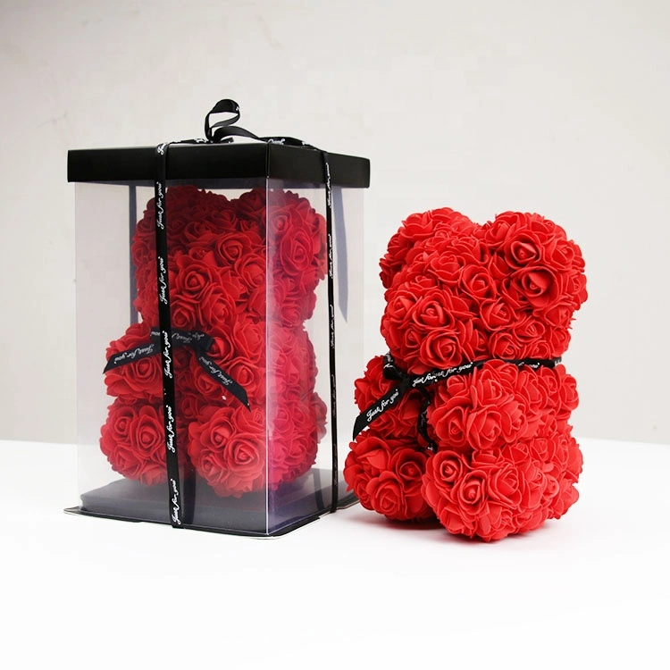 25cm Valentine's Day Freely Samples Made with Gift Boxes Artificial Foam Christmas Ladies Rose Bear Bath Flower Bea