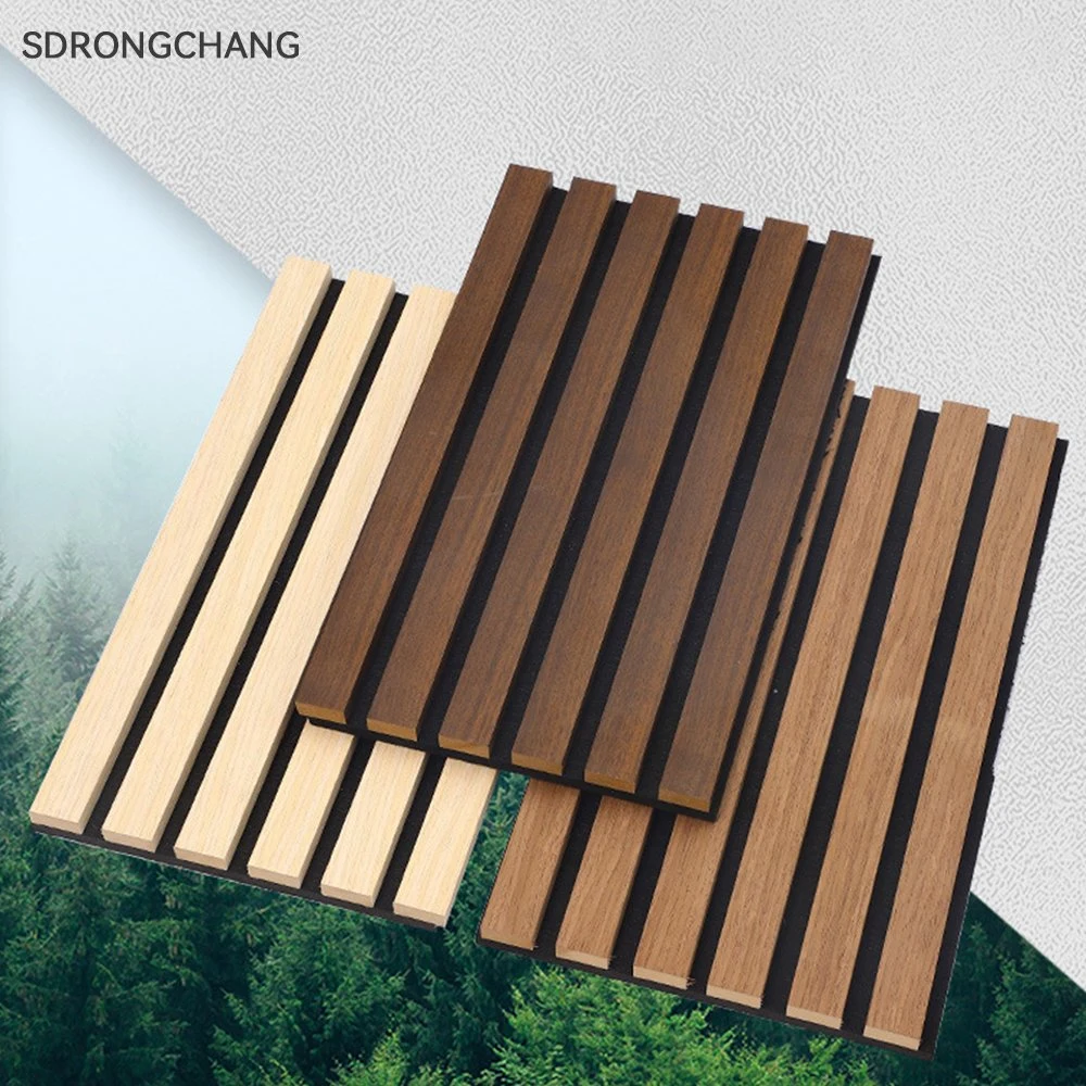 Slat Pattern Wood Felt Wall Ceiling Interior Decorative Acoustic Panel for Sound Absorption