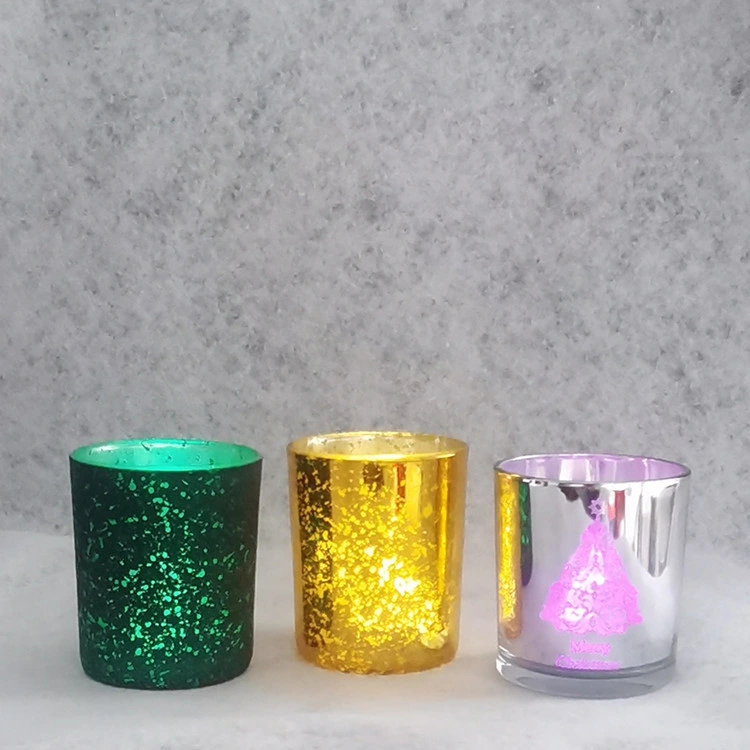 Electroplating Bulk Round Candle Container Glass Candle Jar