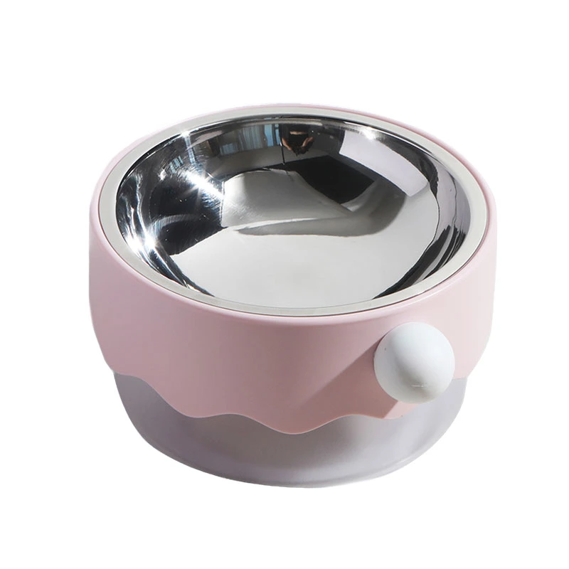 Luxury Stainless Steel Pet Bowl ABS 2 in 1 Round Cat Feeder Food Bowl for Dog Cat