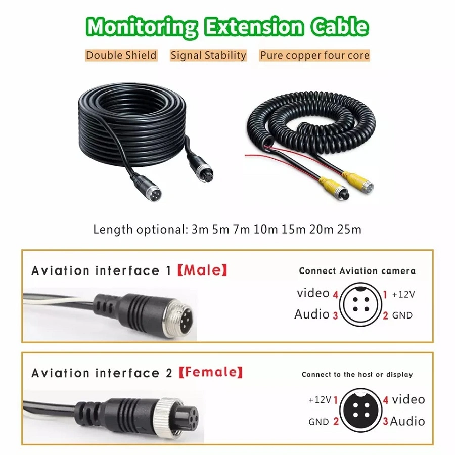 10.1 Inch 5-Way Truck Tachograph Wireless Rear View Backup Camera Car Monitor for Truck Van with 5 Camera