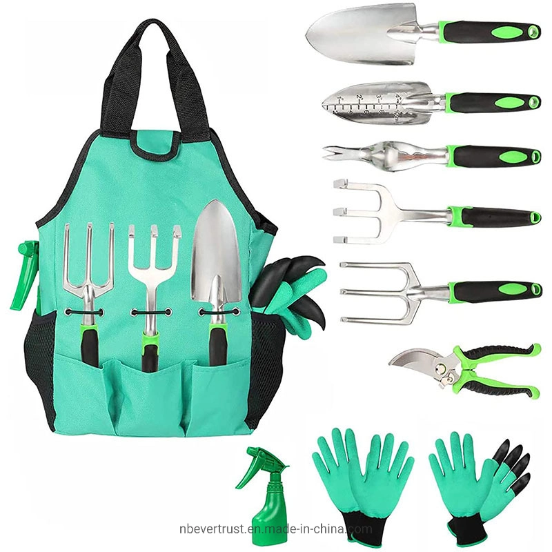 Garden Tool Set Professional Aluminum Garden Succulent Tool Set 10 Pieces with Canvas Garden Bag Outdoor Tool Gift Set