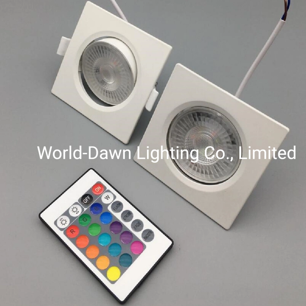 Hot Sale Recessed Round Square Indoor Blister Colour Packing SMD2835 Indoor Colorful RGB Down Controlled by Remote or Switch Light LED Spot Light