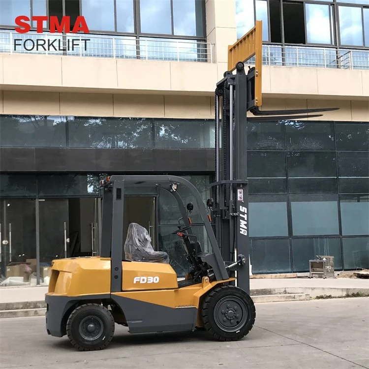 Stma Diesel Forklift Truck 3 Ton Capacity Forklift Enclosed Cab with Fork Positioner and Side Shifter