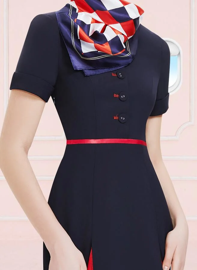 Women Skirt Aviation Fashion Airlines Stewardess Uniform Office Ladies Dress