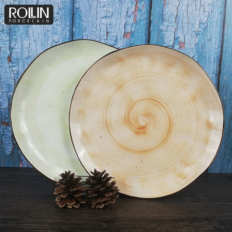 New Style Color Round Flat Plate Glaze Dinner Plate for Wedding&Banquet