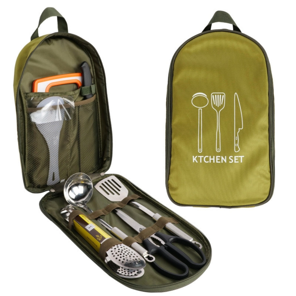 Ustensiles de cuisine barbecue pique-nique Camping Matériel de cuisine ensemble complet de planche à découper de camping Sac de rangement de couvrir la Vaisselle de plein air jeu portable BL23129