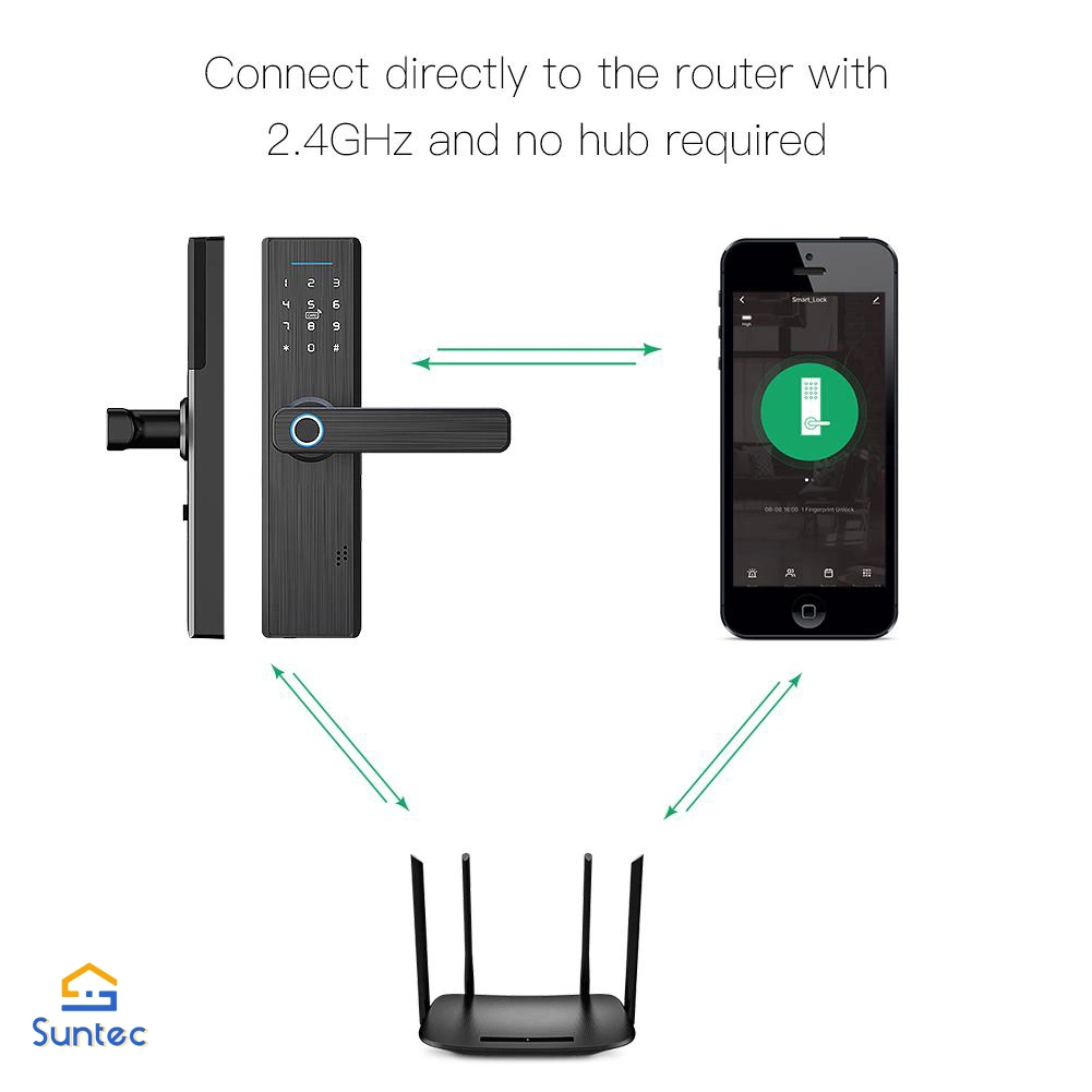 Destrancamento Múltiplas WiFi Senha de impressão digital, cartão, chave da fechadura de porta inteligente de segurança