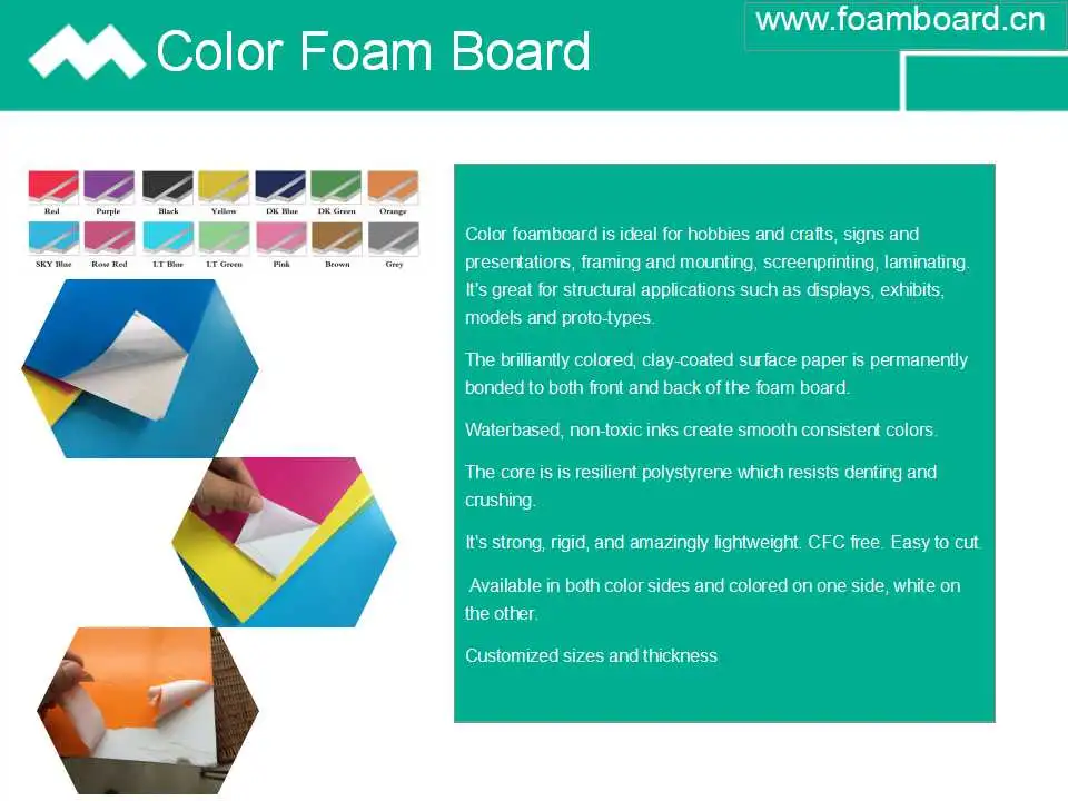 Colored Foam Board with 12 Colors Available