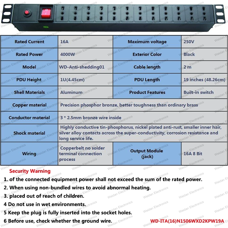 19 Inch Italy Type Universal Socket Network Cabinet and Rack PDU (1)