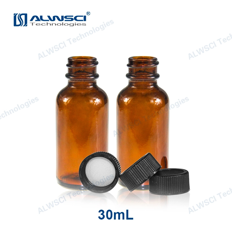 Alwsci Narrow Mouth 1000ml 33-400 Boston Round Amber Glass Bottle. 95X208mm.