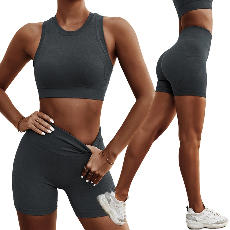 Bdk6555 Women Seamless Yoga Shorts knitting Sportswear Three Shorts High Hip Fitness Legging Butt Lifting Gym Fitness Shorts