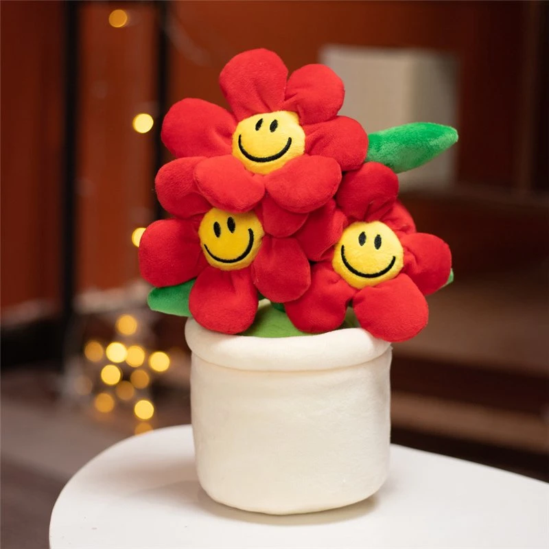 Cute Custom Sun Flowers Plush Toys Flowers Potted Plants Toys Home Decoration Plush Toy