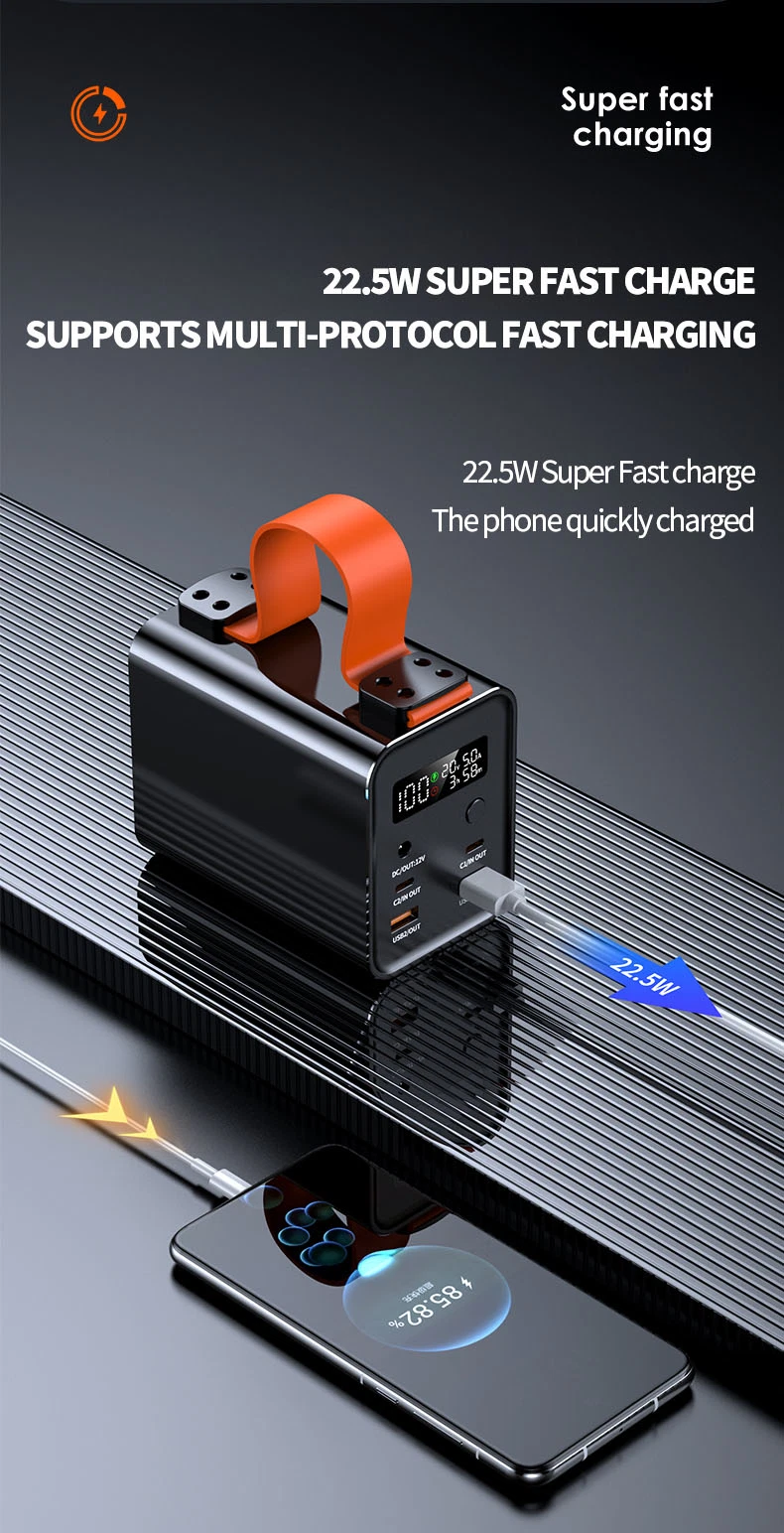 Lithium Ion Battery 100W Portable LiFePO4 Power Bank Energy Storage Rechargeable Mobile Phone Charger