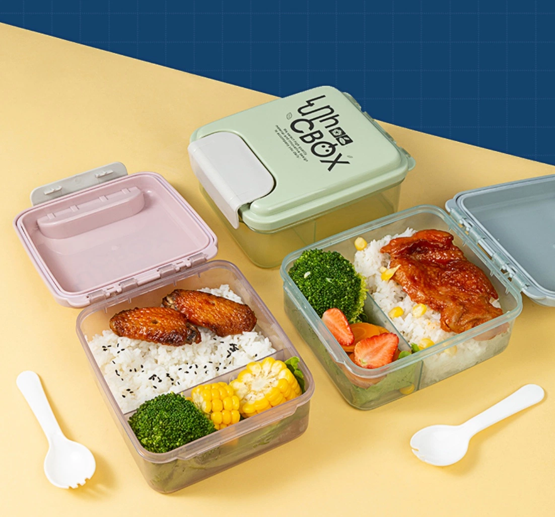 Paquete de almuerzo Bento plástico agua botella juego de utensilios de mesa Bento a prueba de fugas Caja