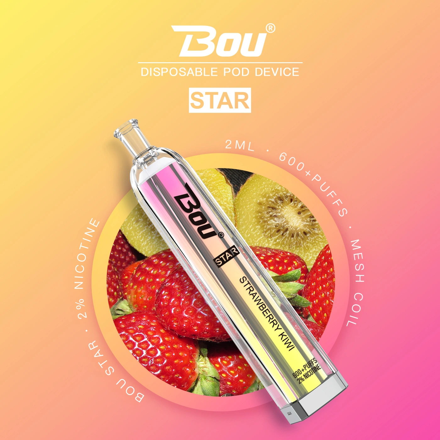 Wholesale/Supplier Shenzhen Manufacturer Colorful Great Vape Wholesale/Supplier Bou Star 600 Puffs Vape