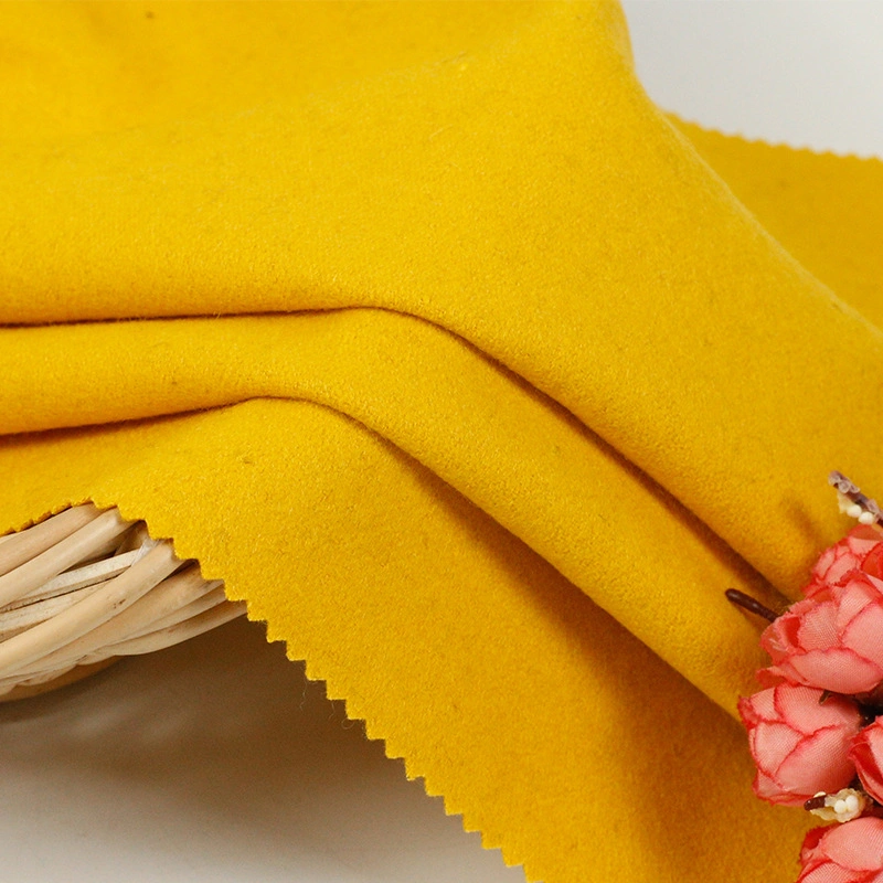 Melton Wool Plain Rayon Yellow Woolen Melton Fabric for Coat Trousers