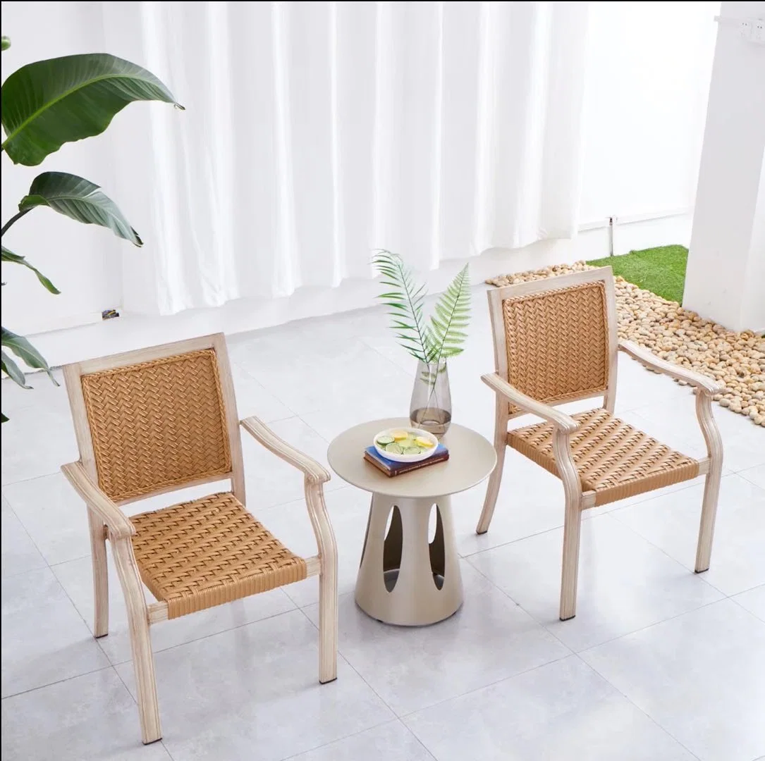 Nordic Outdoor Tea Shop Coffee Shop Waterproof Residential Aluminum Rattan Chair Simple Balcony Casual Tables and Chairs