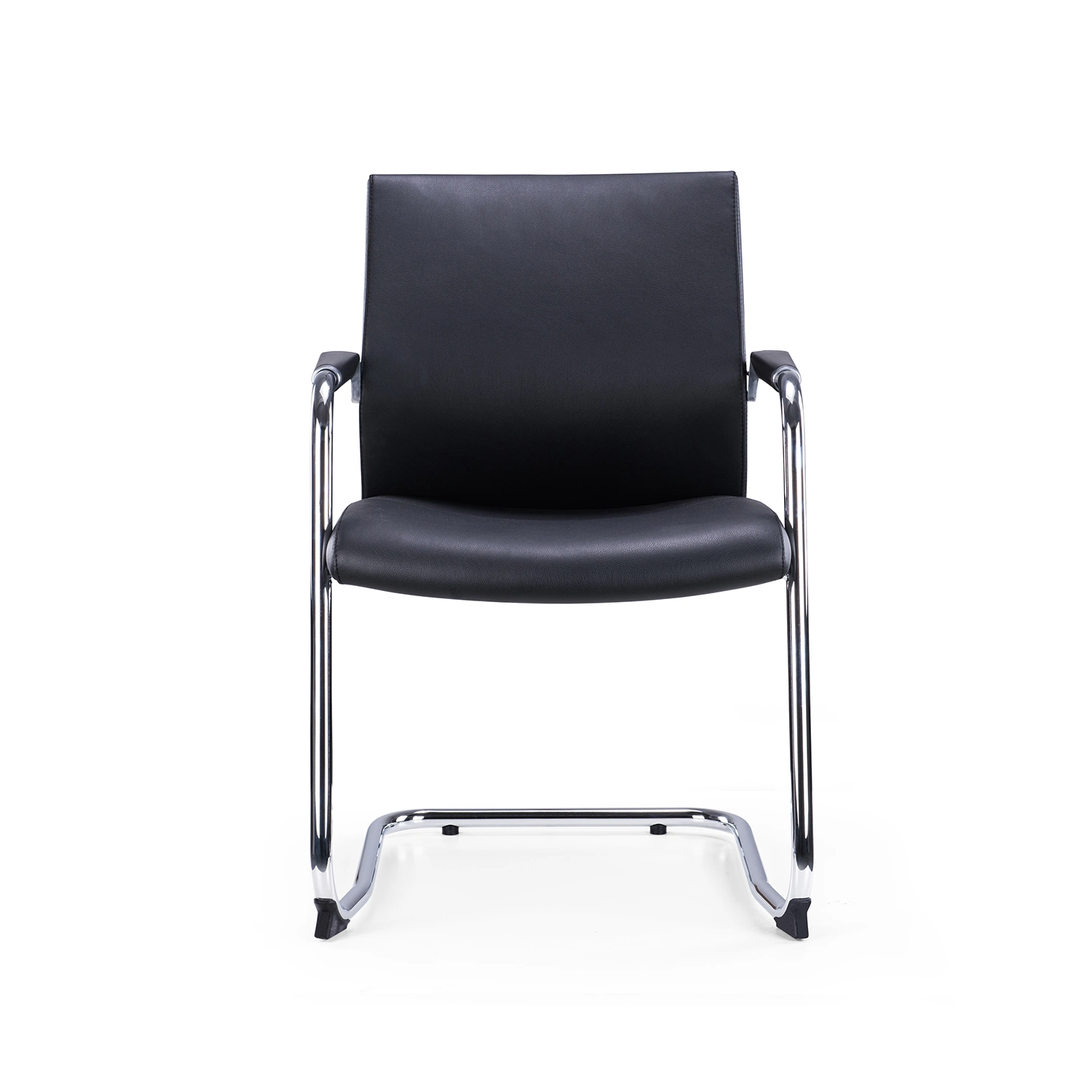 Modern Meeting Leather Chair Office Furniture with Bow Leg Metal Frame