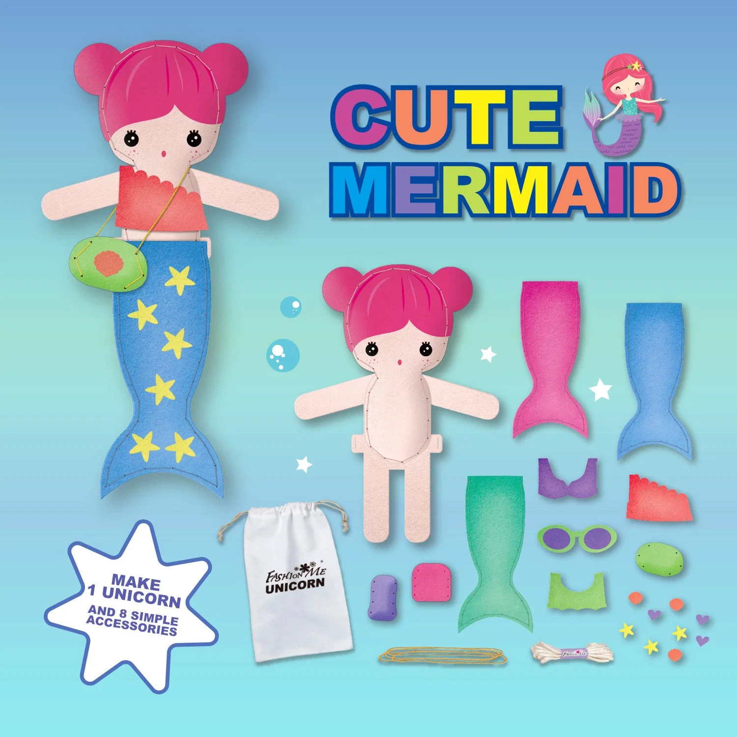 New Mermaid Sewing Kit for Kids Art & Craft Kit DIY Making Gift