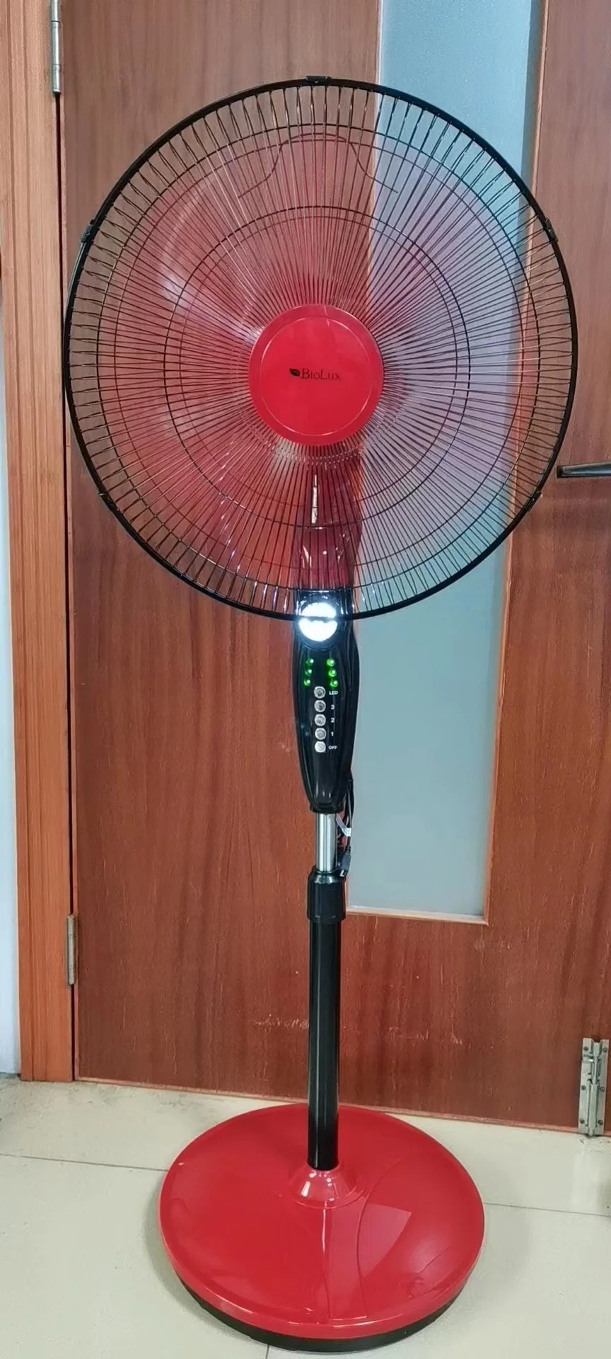 Solar Rechargeable Stand Fan with LED Lights USB Charger Lead Acid Battery