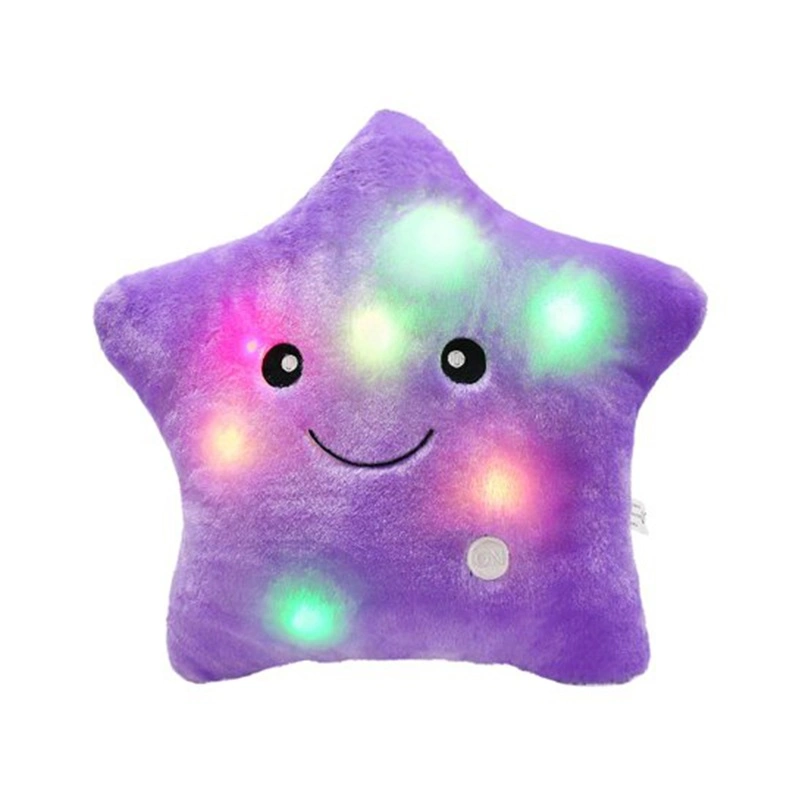 Custom Free Sample Colorful Plush LED Star Pillow Toy /Star Pillow with Light Flashing /Plush Stuffed Glowing LED Star Pillow