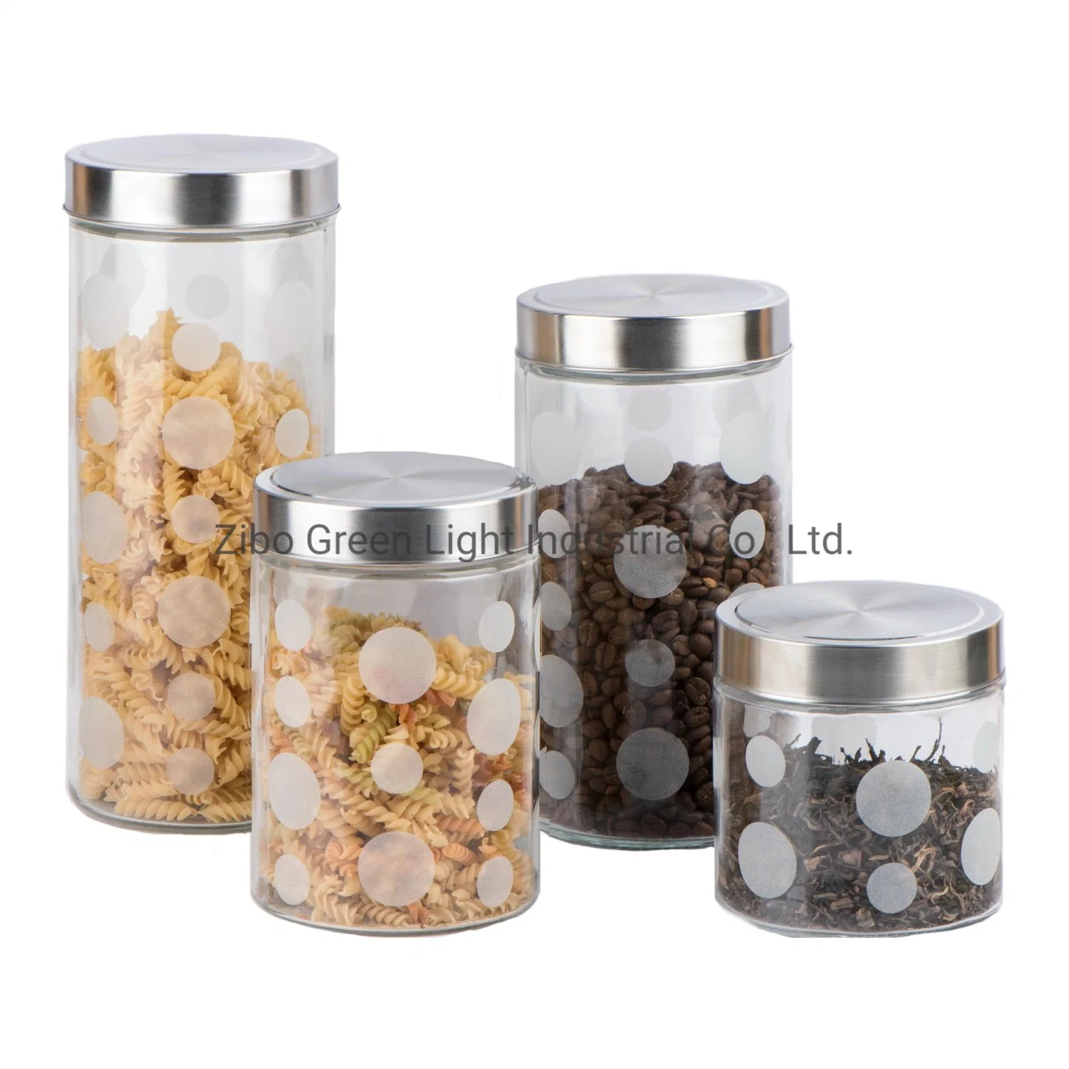 Frosted Glass Food Storage Jar with Stainless Steel Lid for Pasta Coffee Cookie Candy