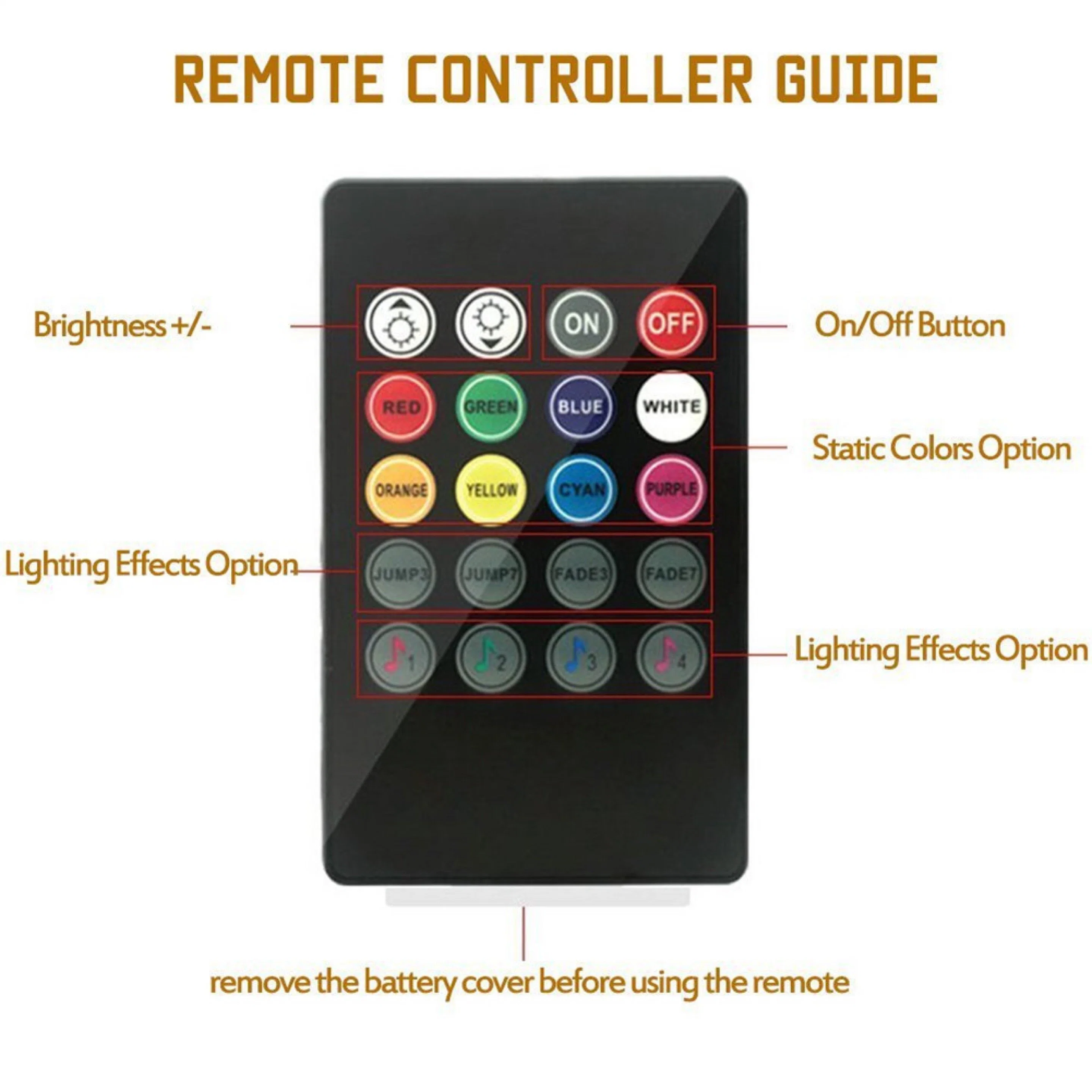 Comercio al por mayor 12V DC RGB remoto inalámbrico estilo de música de LED de luz ambiente interior de coche para la toma del encendedor